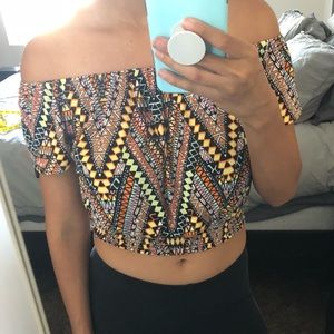 Aztec print crop top